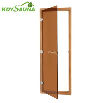 China Wood Frame Saturated Steam Tempered Glass Sauna Door for sale