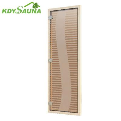 China Solid Brown Sauna Saturated Steam Hemlock Glass Door For Sauna Room for sale