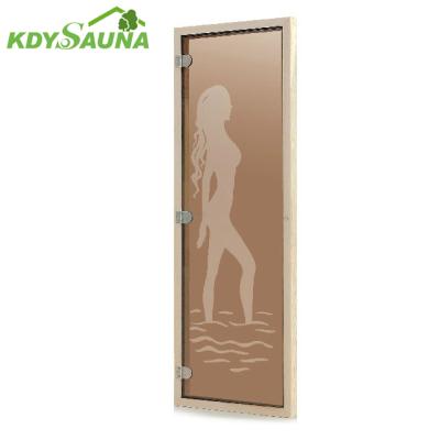 China Traditional Material Sauna Room Red Cedar Brown Sauna Door Glass KD-7009 for sale