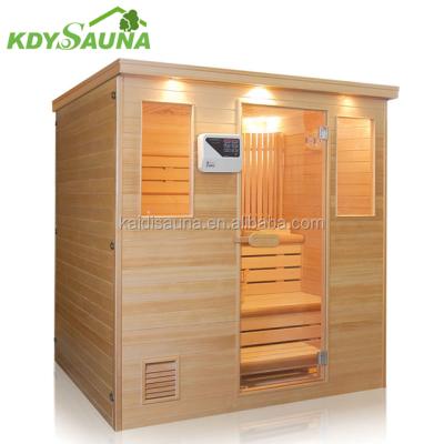 China Wooden Traditional Computer Control Panel 6 Person Sauna With Sauna Stove for sale