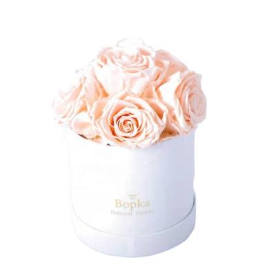 China Wholesale Perpetual Flower Preserved Roses Eternal Flower Fresh Natural Round Box Preserved Rose In Round Box for sale