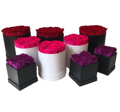 China Wholesale Preserved Flower Rose Handmade Fresh Flower Natural Touch Rose With Hug Barrel Preserved Flowers In Round Boxes for sale