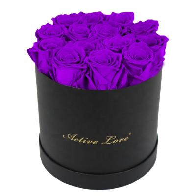 China Factory Wholesale Natural High Quality Hot Selling China Touch Preserved Flower In Round Box Eternal Rose for sale