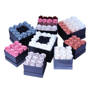 China Contact Best Seller Natural Preserved Flower In Eternal Rose For Preserved Roses In Square Box Boxes For Gift Customized Logo for sale