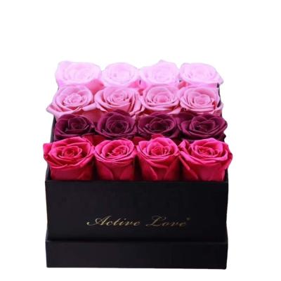 China Natural Touch Customized Cap Design Preserved Flower Roses Gift Box Eternal Rose For Preserved Rose In Boxes for sale