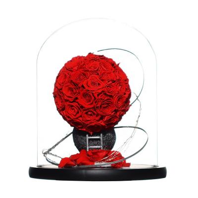 China Valentine's Day Perpetual Dreamy Christmas Roses Planet Flower Eternal Flower Preserved Eternal Glass Preserved Blooming Roses for sale