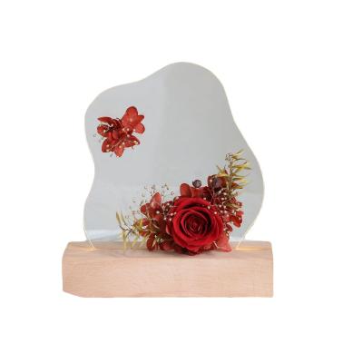 China New Beautiful Preserved Eternal Roses Real Flowers Modern Simplicity Flowers Cloud Night Light with Portable Gift Box Card Gift Crafts for sale