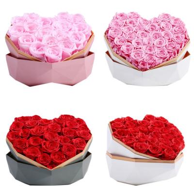 China Perpetal Flower Preserved Flowers Roses Heart Shaped Boxes For Roses Valentine's Day Christmas Mother's Day Gift for sale