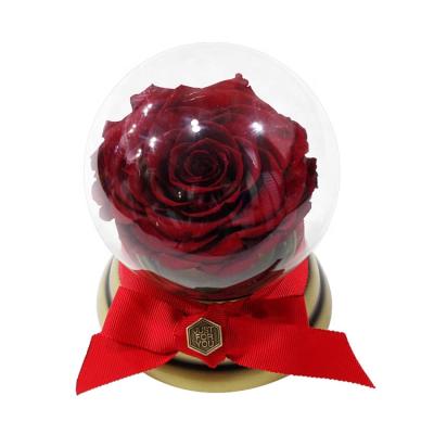 China Wholesale Preserved Perpetal Flower Crystal Ball Rotating Music Box Preserved Rose In Glass Dome for sale