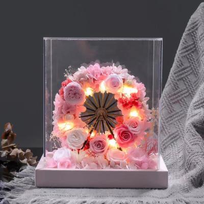 China Wholesale City Perpetual Acrylic Sky Flower Ferris Wheel Plant Flower Fairy Flower Type Gift Box for sale