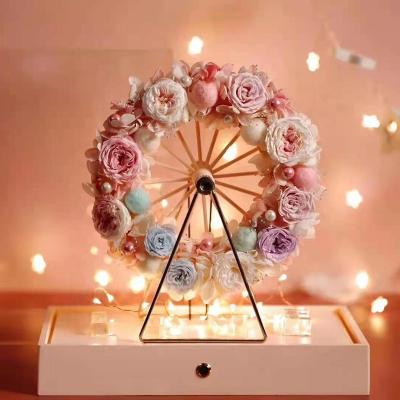 China Perpetual Flower Preserved Flower Ferris Wheel Rose Gift Box Valentine's Day Christmas Gift Eternal Flowers for sale