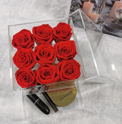 China Gift ; surprise preserved flower Lasting Eternal Flowers Preserved Rose Acrylic Box for sale