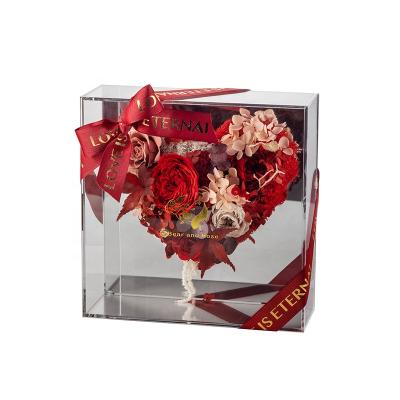 China Perpetual Flower Luxuryeternal Rose Preserved Flower Preserved Rose in Mirror Acrylic Rose Gift Box Box for sale