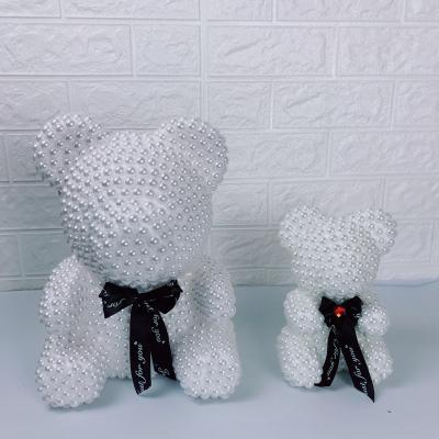 China Flower Pearl Bear Perpetual Pearl Foam 40CM Pearl Participation Bear Wedding Valentine's Day Gift for sale