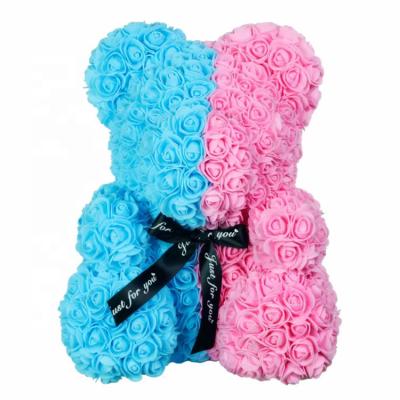 China Artificial Flowers Silk Rose Bear Soap Flower Teddy Bear Foam Flower Bear for sale