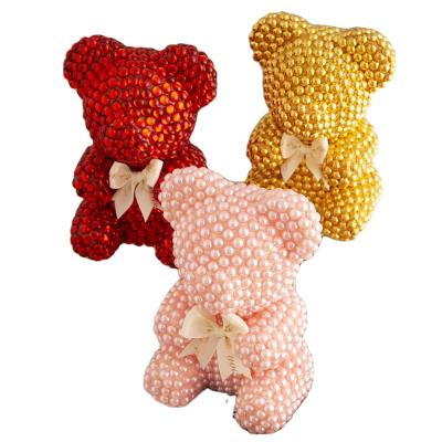 China artificial flower bow bead bear valentine christmas gift pet bear soap foam bear 01 for sale