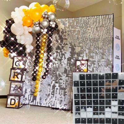 China Wedding Party Supplies Silver Shimmer Wall Wedding Arch Backdrop Backdrops For Wedding Events Sequin Wall Stand for sale