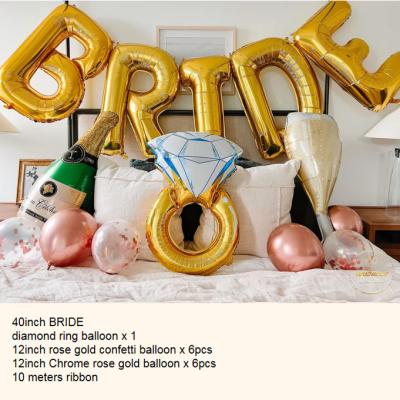 China Foil& Amazon Hot Selling Latex Got Engaged Wedding Party Decoration Bride Letter Foil Balloon Set for sale