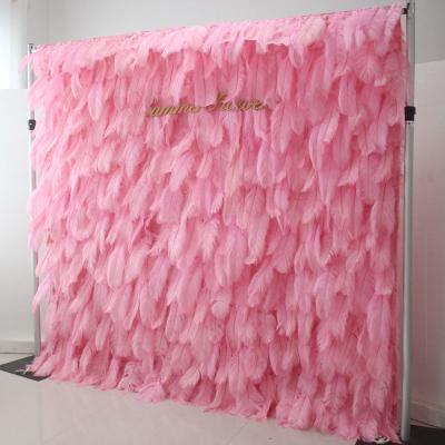 China Silk flower rose wedding artificial silk flower wall panel backdrop wedding decoration feather flower wall for sale