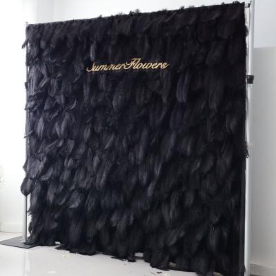 China Silk Flower Silk Flower Backdrop Party Wall Backdrop Stand Black Flower Wall Decoration for sale