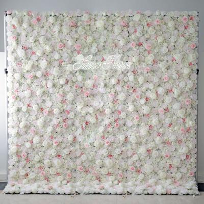 China Custom Silk Flower 3D Wall Flower Wedding Supplies Decoration Backdrop Flower Silk Flower Wall Panel for sale