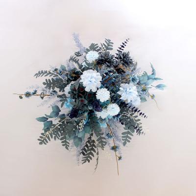 China Silk Blue Artificial Decoration Backdrop Wedding Centerpiece Flower Table Flower for sale