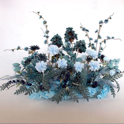 China Silk Blue Artificial Table Flower Row Wedding Table Centerpieces and Decorations for sale