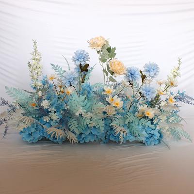 China Silk Blue Artificial Flowers Rows Decor Centerpieces For Wedding Tables Artificial Wholesale Flowers for sale