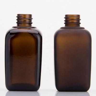 China 100ml Frost Amber Square Glass Essential Oil Cosmetic Dropper Bottle for sale