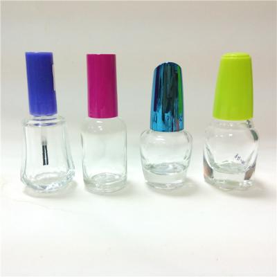 China Wholesale Custom Round Personal Care Square Clear Nail Polish Glass Bottles With Brush Cap for sale