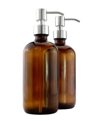 China High Quality Recyclable Eco-friendly Amber Glass Soap Dispenser Bottle 500ml 1000ml Clear for sale