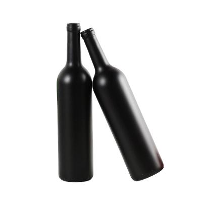 China Beverage 750ml high grade matte black empty glass bottle red wine and Bordeaux bottle for sale