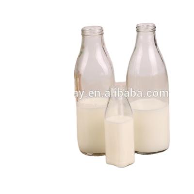 China Wholesale French Square Bottom Tea Water Milk Beverage Juice Soft Empty Empty Drinking Bottle Glass With Plastic Screw Top for sale