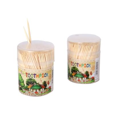 China Special Customized Environmental Protection Large Cartoon Round Bottle Anti-fall Disposable Bamboo Toothpicks for sale