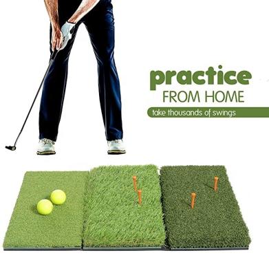 China Durable Collapsible Foldable Grass Mat 3-in-1 Golf Putting Mat Golf Practice Hitting Pad for sale