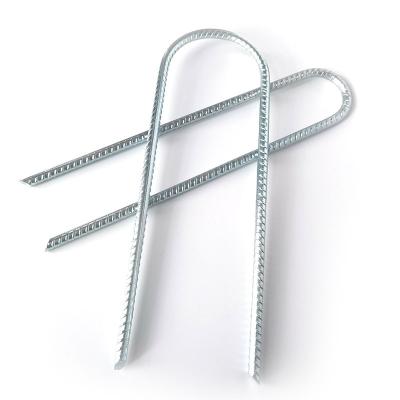 China Manufacturers Direct Selling Flat U Shape 6inch Galvanized Stable Garden Nails Garden Pegs Landscape Stakes Garden Staple for sale