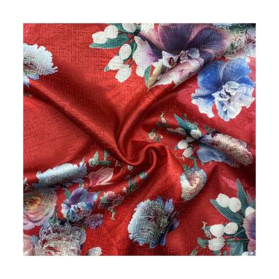 China Digital Printed Polyester Shrink-Resistant Custom Comfortable Jacquard Fabric For Curtains Dress for sale