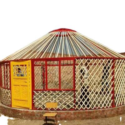 China Diagonal Bracing Type Four Seasons mongolian globe wood frame Traditional wooden yurt for sale