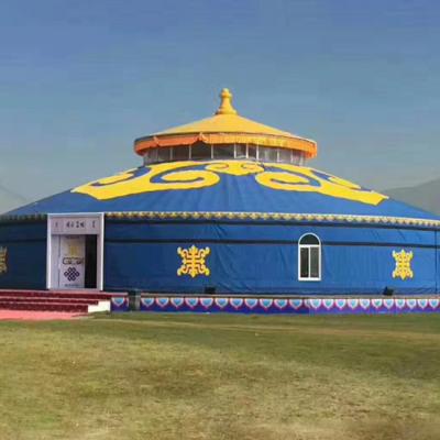 China Water Proof prefabricated land for sale 6 meters globe tent blue canvas 20m2 large-scale banquets Mongolia yurt for sale