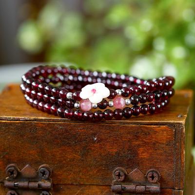 China Garnet Fashion Ethnic Style Female natural punk 3 circles Crystal Bracelet Jewelry for sale