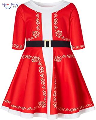 China Hao Baby Girls Formal Christmas Dress with Round Neck and Knee Length for sale