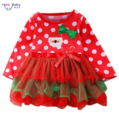 China Hao Baby Girl's Long Sleeve Polka Dot Bow Cake Dress Christmas Formal Dress For Kids for sale