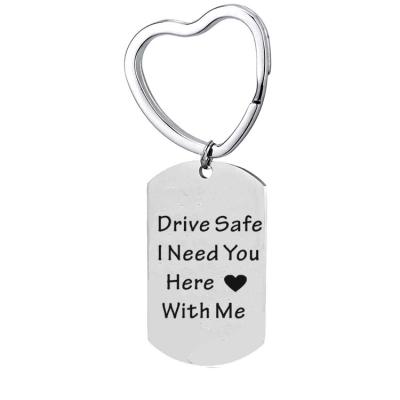 China Workout Trendy Safe I Need You Here With Me Stainless Steel Military Key Chain for sale