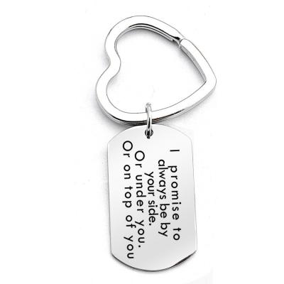 China Trendy Couples Key Chain I Promise To Always Be Your Stainless Steel Side Key Chain for sale