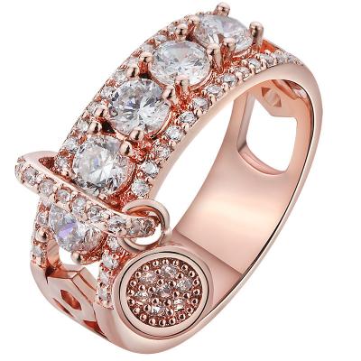 China Hot Wholesale Jewelry Fashion Vintage Style Creative Zircon Women Gold Disc Ring for sale