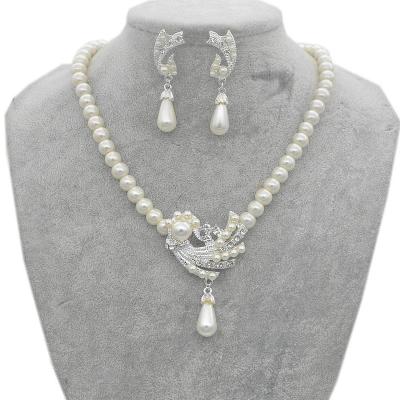 China Korean BOHEMIA Patterns Bridesmaid Wedding Party Dress Rhinestone Pearl Necklace Earring Jewelry Gift Set for sale