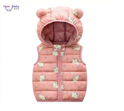 China Viable Hao Baby Children Boys And Girls Infant Cartoon In 2022 Down And Toddler Candy Colors Padded Hooded Vest for sale