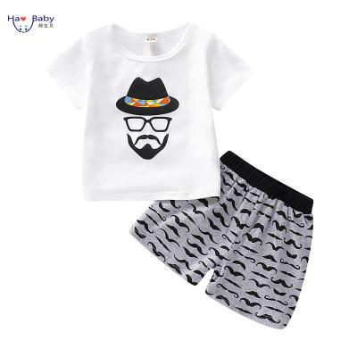 China Main copy casual short-sleeved + Hao Baby Boy Beard Suit foreign trade solid color old man's beard 2022 new two-piece shorts for sale