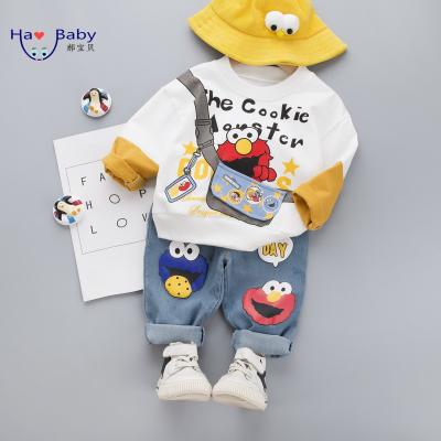 China Hao Baby Sesame Street Boys Viable Baby Cute Cartoon Printed Kids Set Two Piece Set for sale