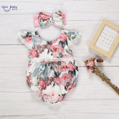 China Hao Baby Baby Foreign Trade Antibacterial Exclusively For Girls Floral Triangle Romper Fashion Romper Kids Clothing for sale